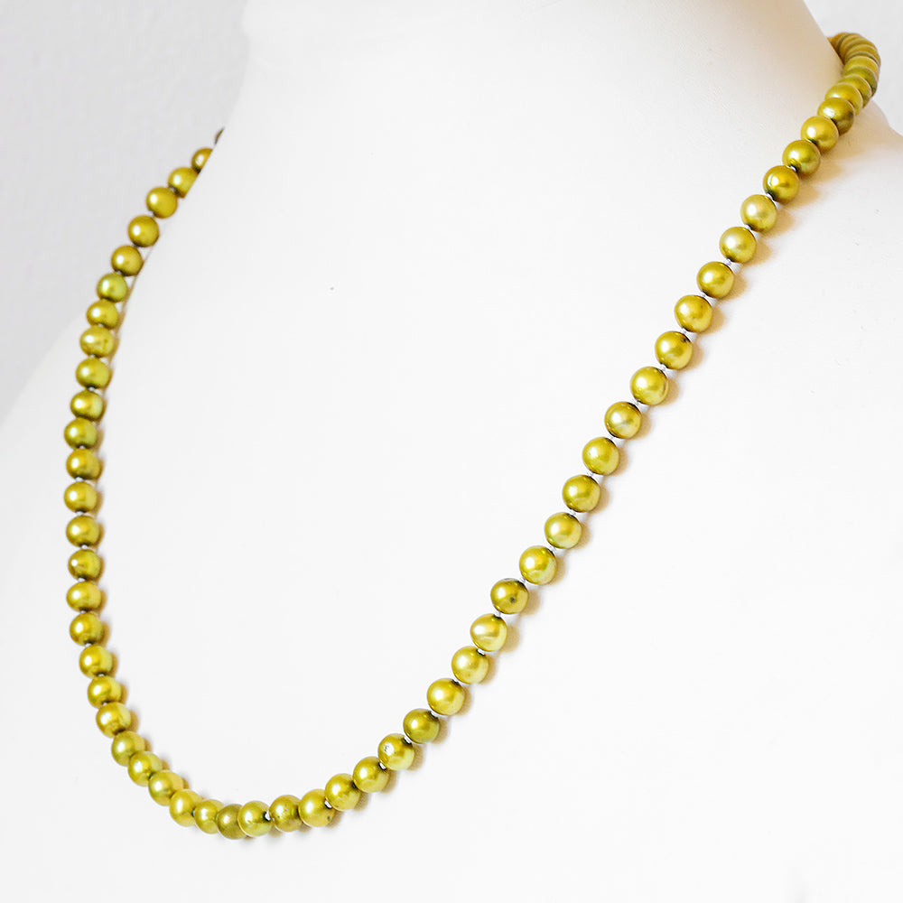 Olive Green Fresh Water Pearl Necklace