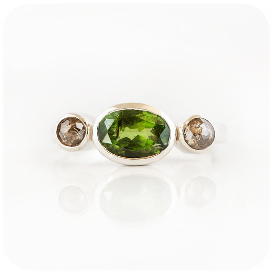 Green Tourmaline and Diamond Ring