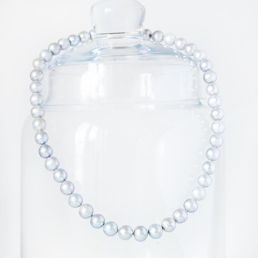 9.5-10mm Grey Fresh Water Pearl Necklace