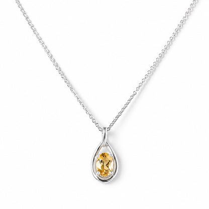 Infinity, Citrine Pendant - 7x5mm