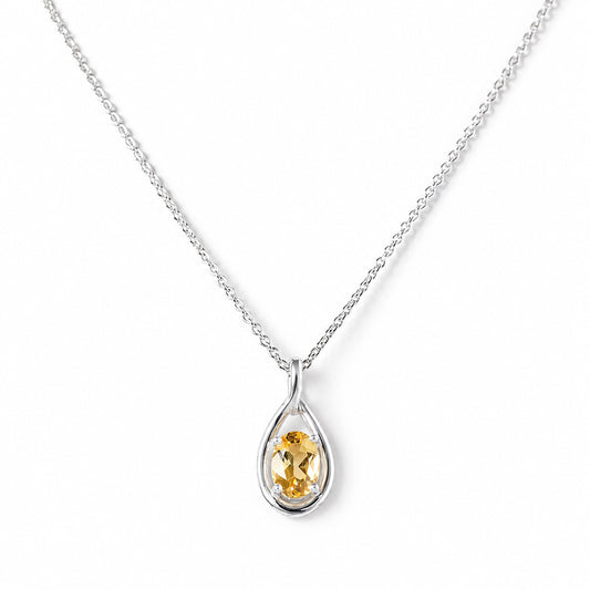 Infinity, Citrine Pendant - 7x5mm