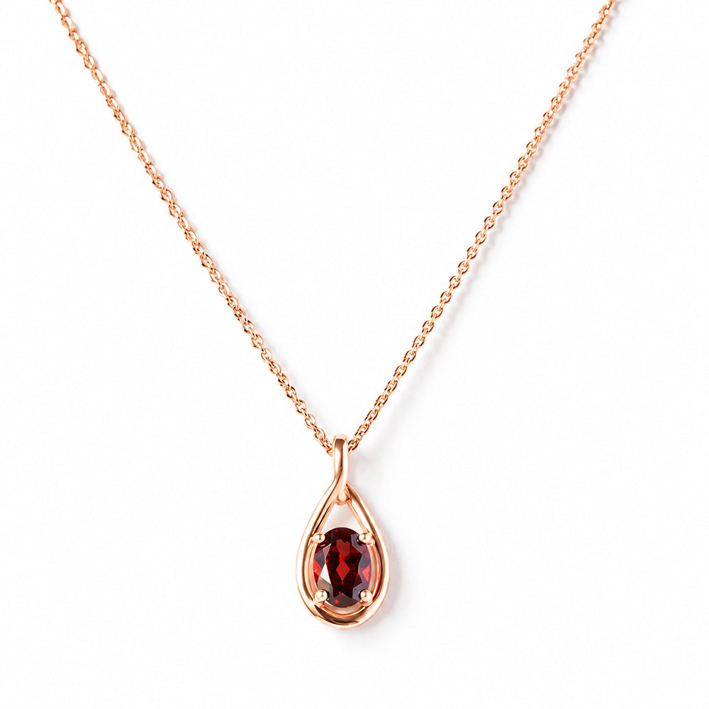 Infinity, Garnet Pendant - 7x5mm
