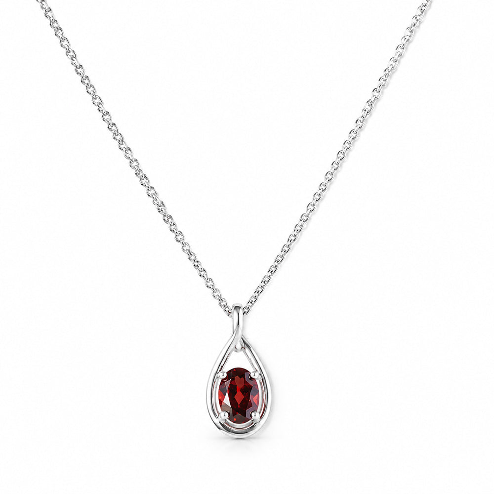 Infinity, Garnet Pendant - 7x5mm