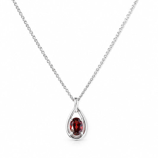 Infinity, Garnet Pendant - 7x5mm