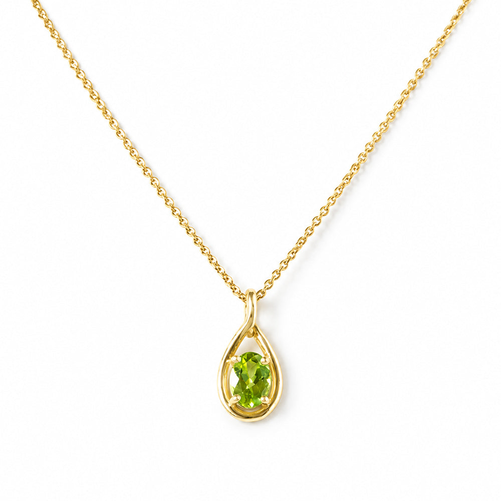 Infinity, Peridot Pendant - 7x5mm - Victoria's Jewellery