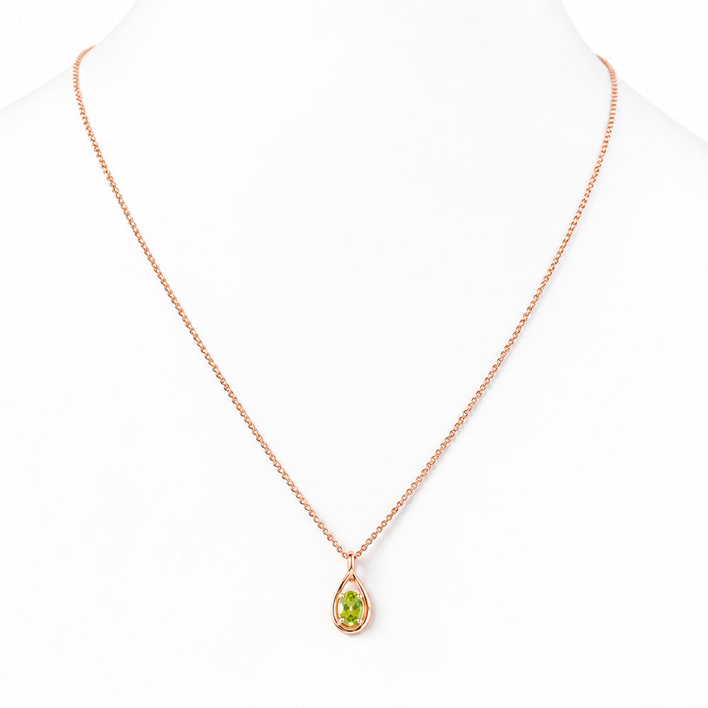 Infinity, Peridot Pendant - 7x5mm - Victoria's Jewellery