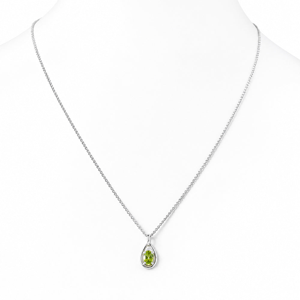 Infinity, Peridot Pendant - 7x5mm - Victoria's Jewellery
