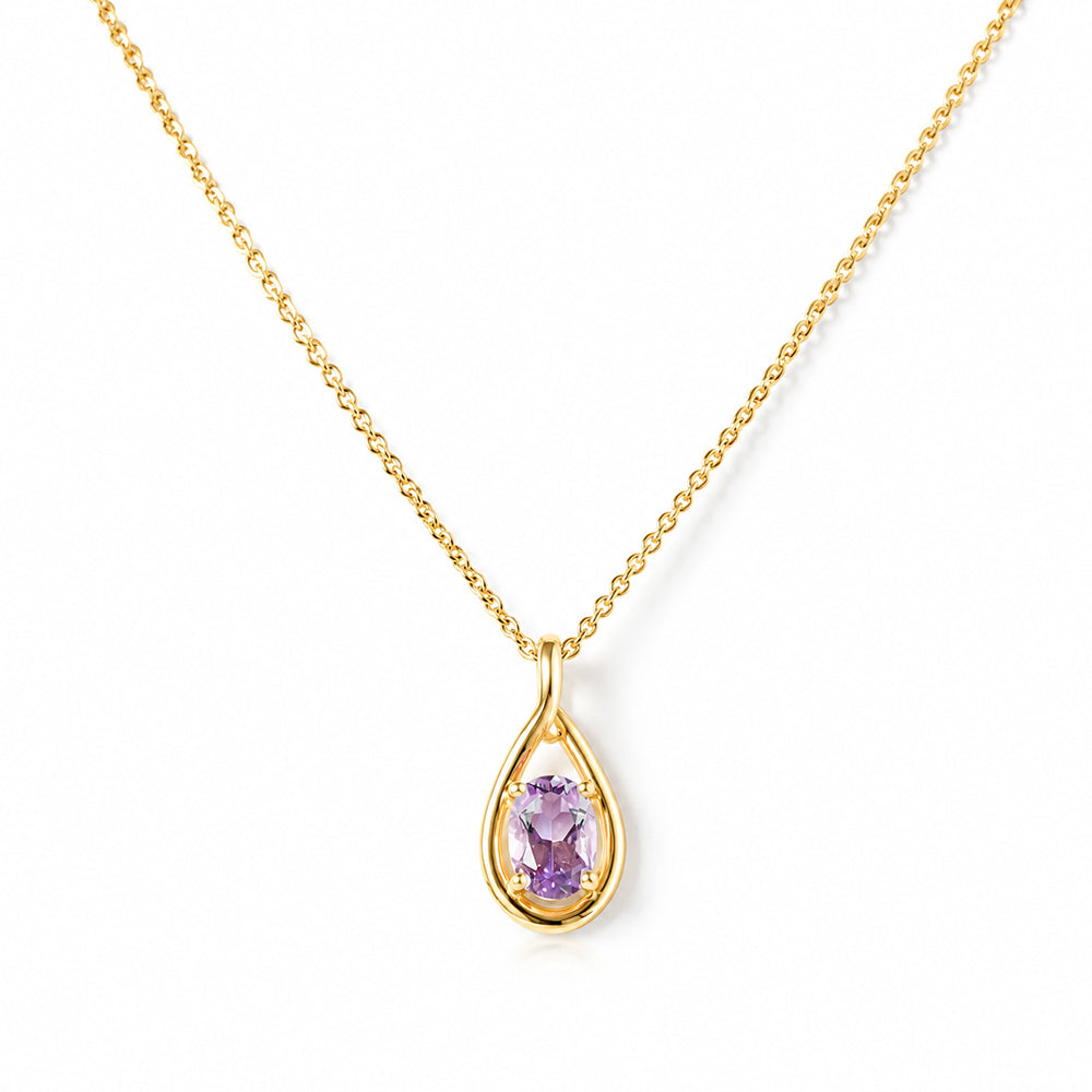 Infinity, Pink Amethyst Pendant - 7x5mm