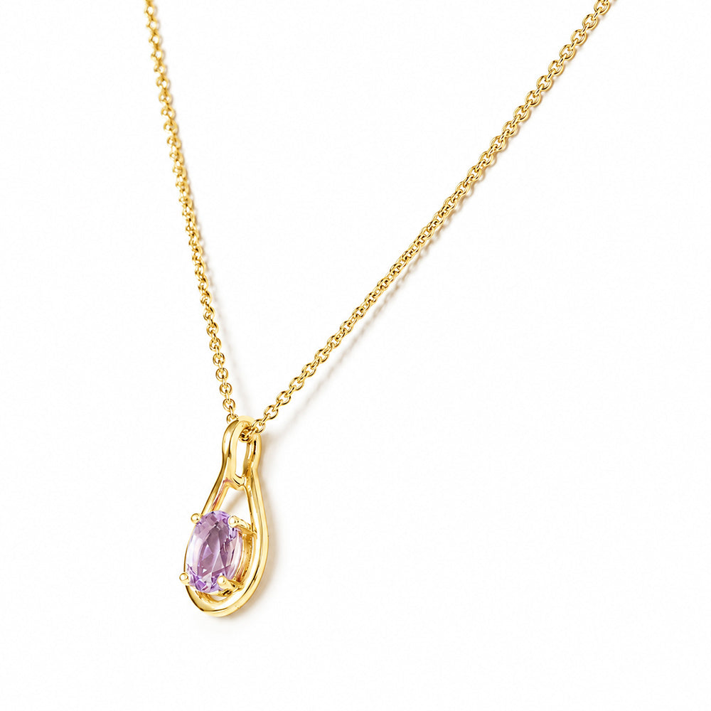 Infinity, Pink Amethyst Pendant - 7x5mm