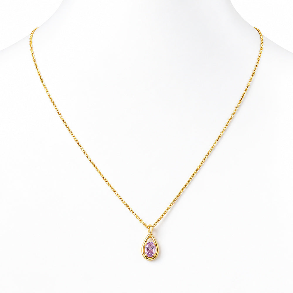 Infinity, Pink Amethyst Pendant - 7x5mm