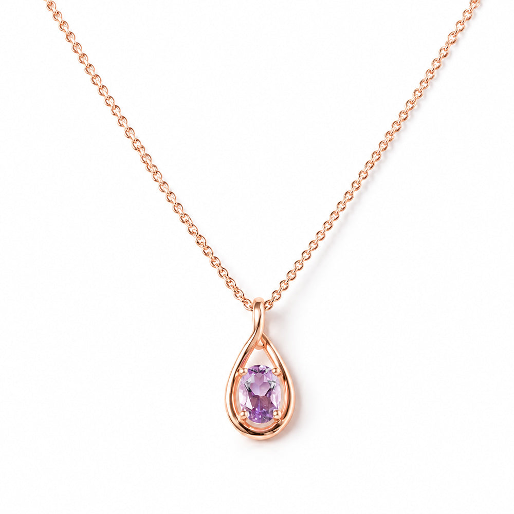 Infinity, Pink Amethyst Pendant - 7x5mm