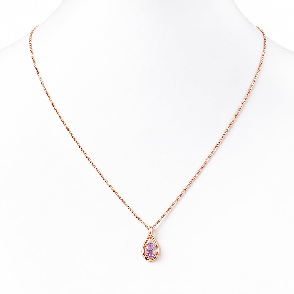 Infinity, Pink Amethyst Pendant - 7x5mm