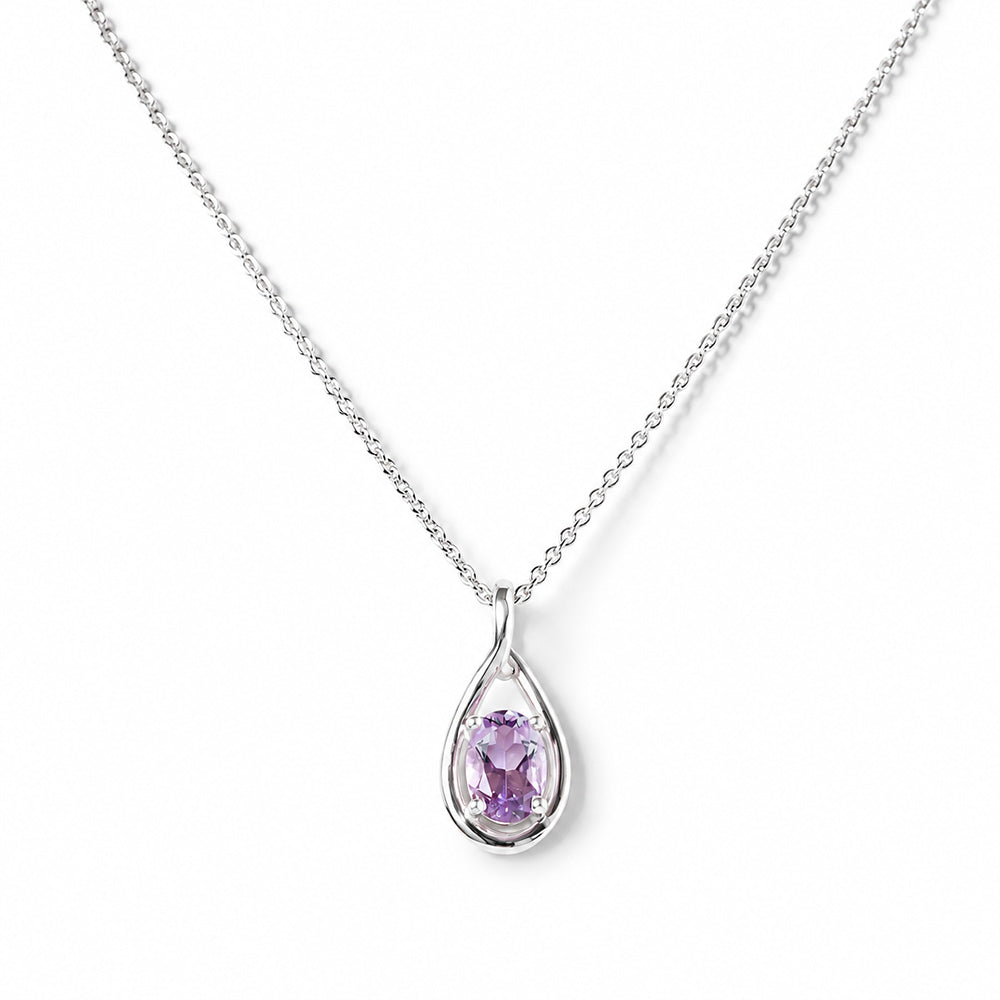 Infinity, Pink Amethyst Pendant - 7x5mm