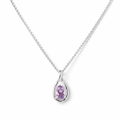Infinity, Pink Amethyst Pendant - 7x5mm