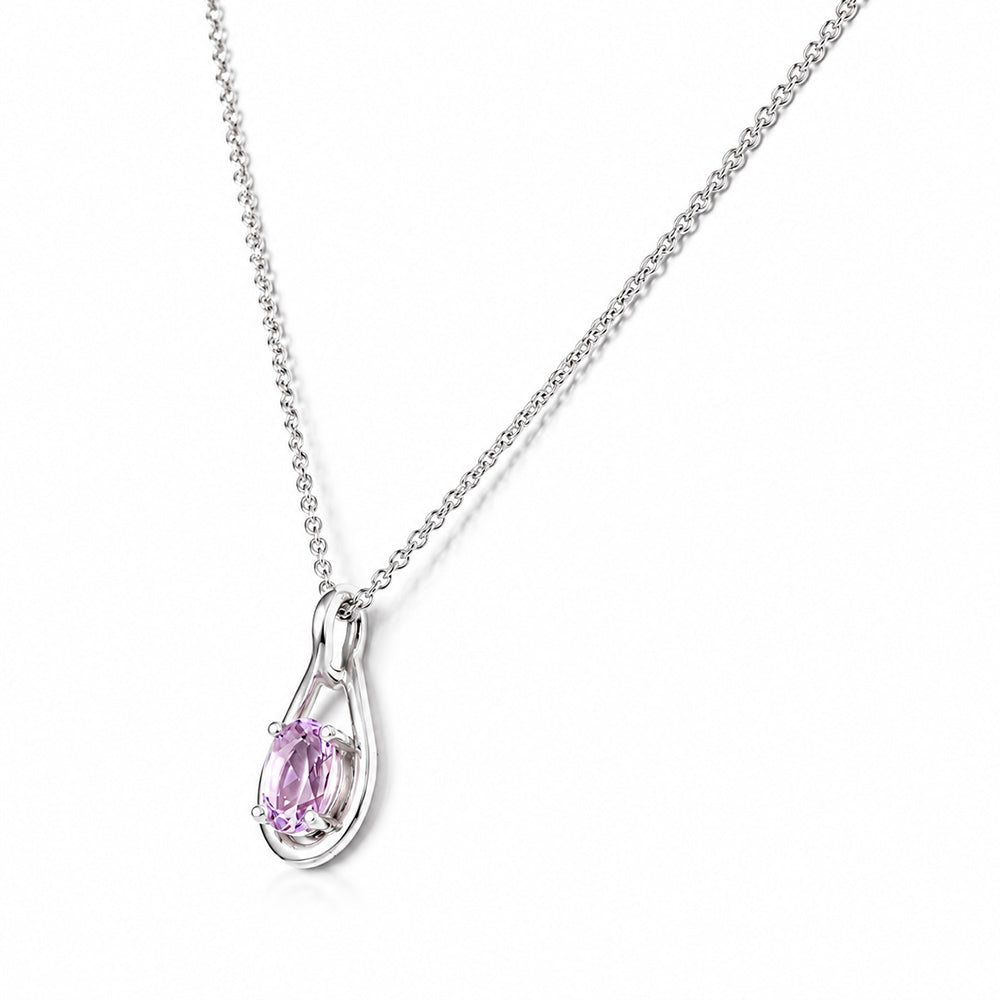 Infinity, Pink Amethyst Pendant - 7x5mm