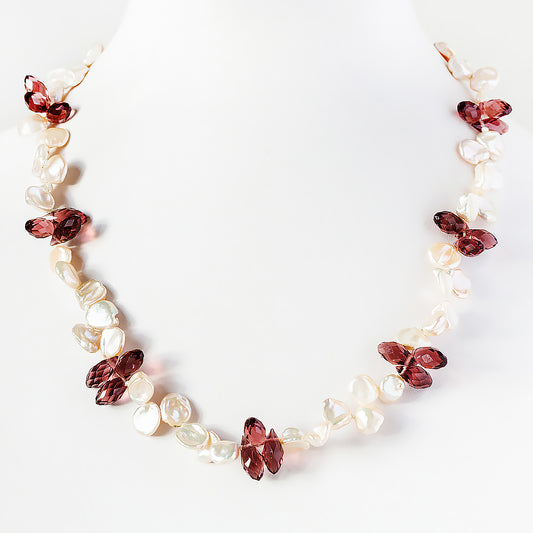 Keshi Pearl and Swarovski Crystal Necklace - Victoria's Jewellery
