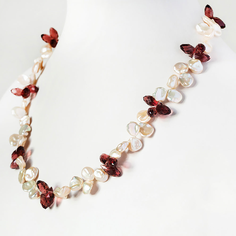 Keshi Pearl and Swarovski Crystal Necklace - Victoria's Jewellery