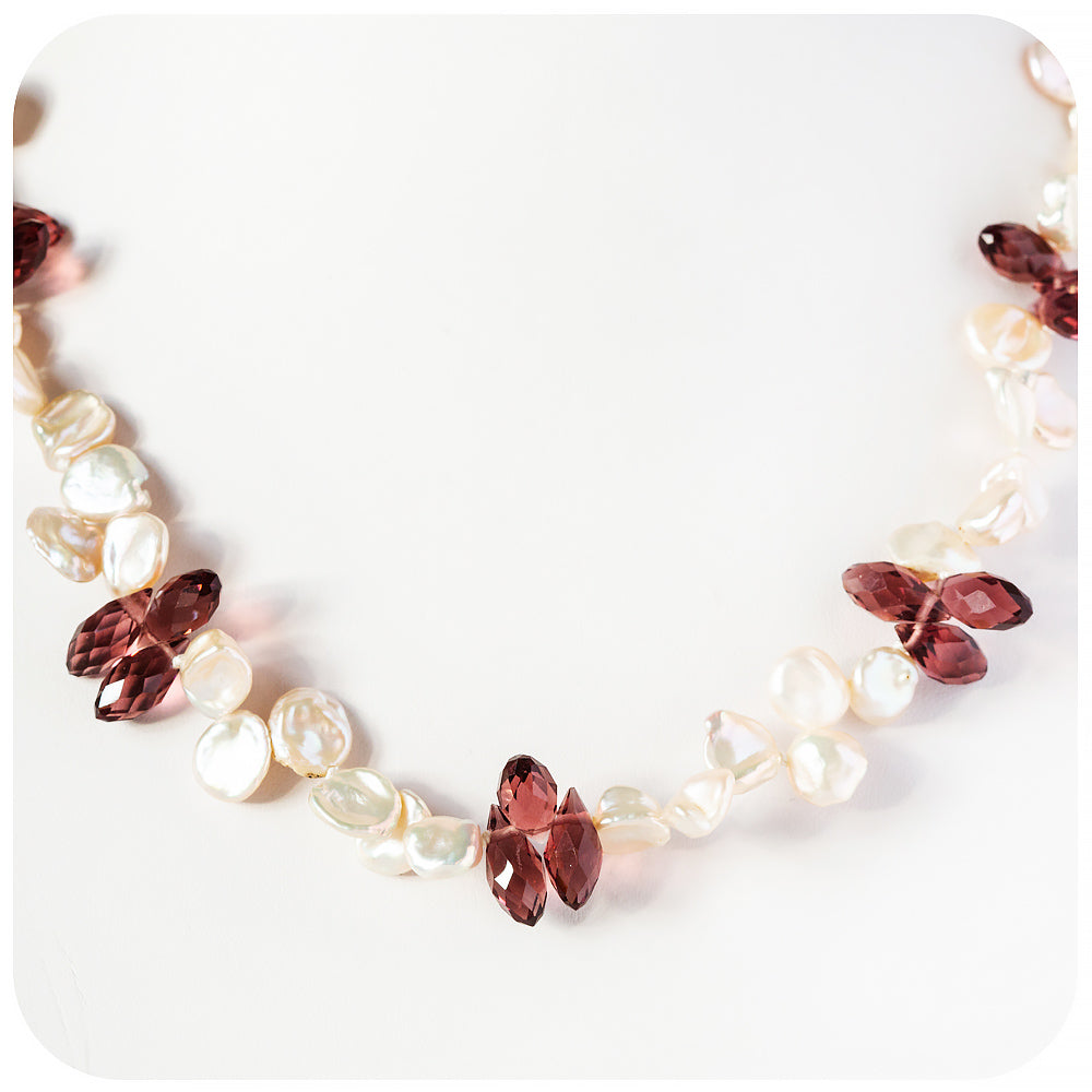 Keshi Pearl and Swarovski Crystal Necklace