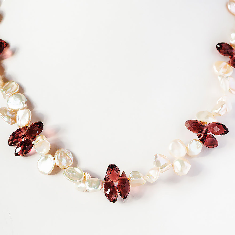 Keshi Pearl and Swarovski Crystal Necklace - Victoria's Jewellery