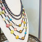 Multi Colour Fresh Water Pearl and Onyx Necklace - 55cm - Victoria's Jewellery