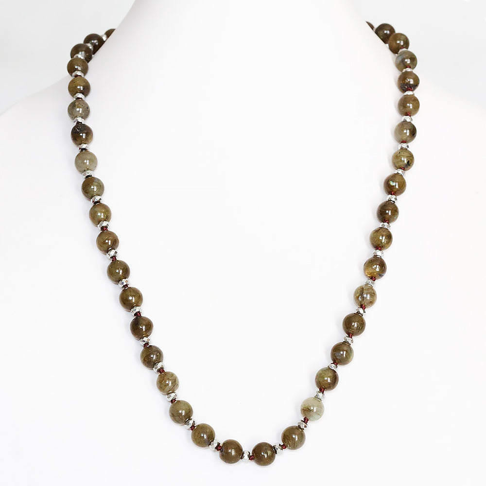 Dark Green and Brown Labradorite and Hematite Necklace - Victoria's Jewellery