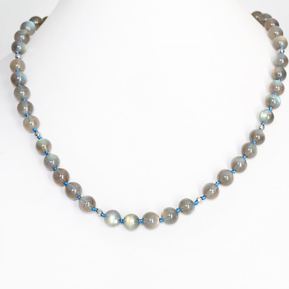 Rainbow Labradorite and Hematite Bead Necklace - 45cm - Victoria's Jewellery