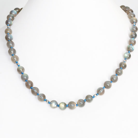 Rainbow Labradorite and Hematite Bead Necklace - 45cm - Victoria's Jewellery