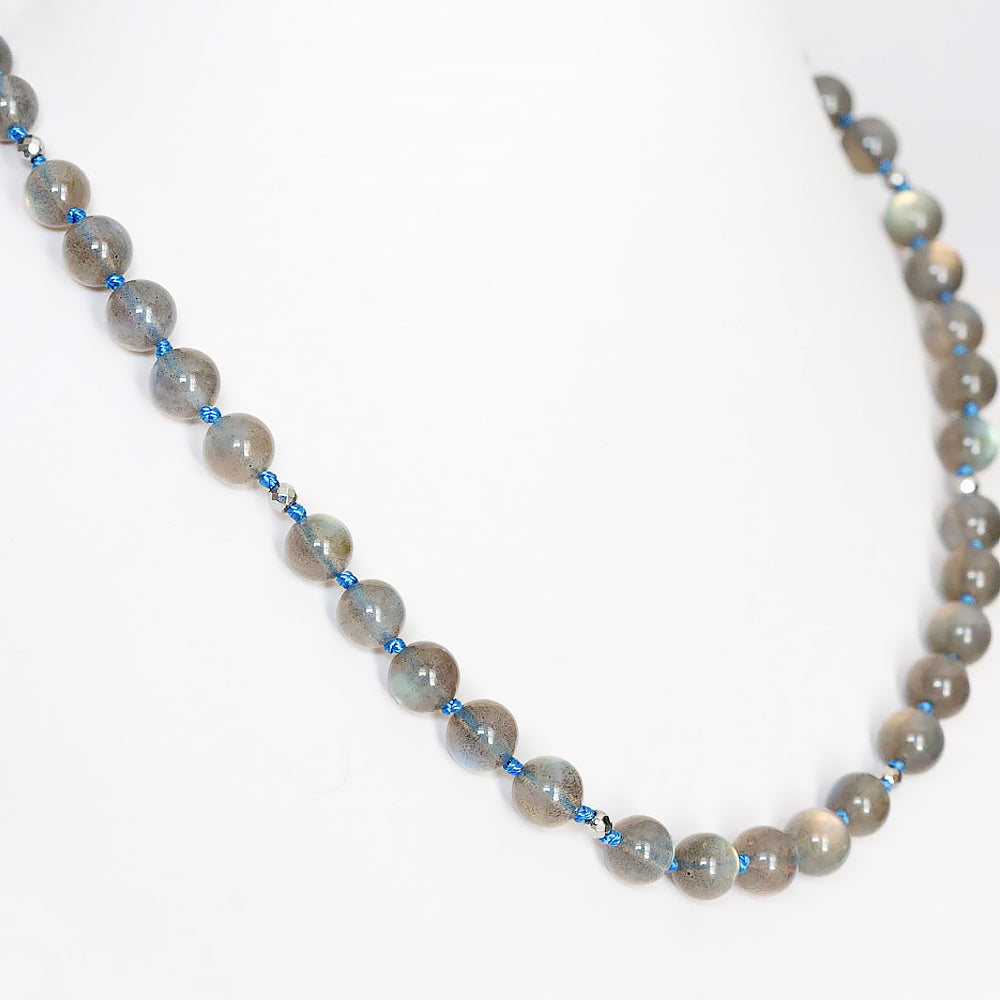 Rainbow Labradorite and Hematite Bead Necklace - 45cm - Victoria's Jewellery