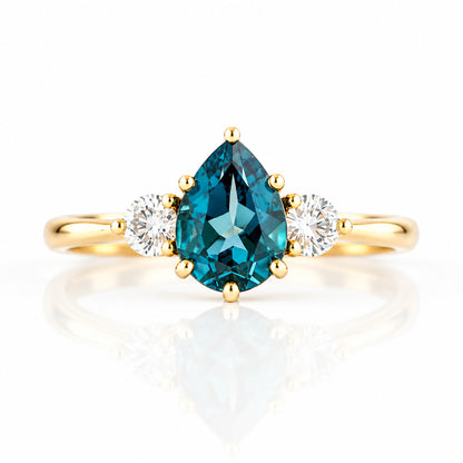Sienna, a London Blue Topaz and Lab Diamond Trilogy Ring - Victoria's Jewellery