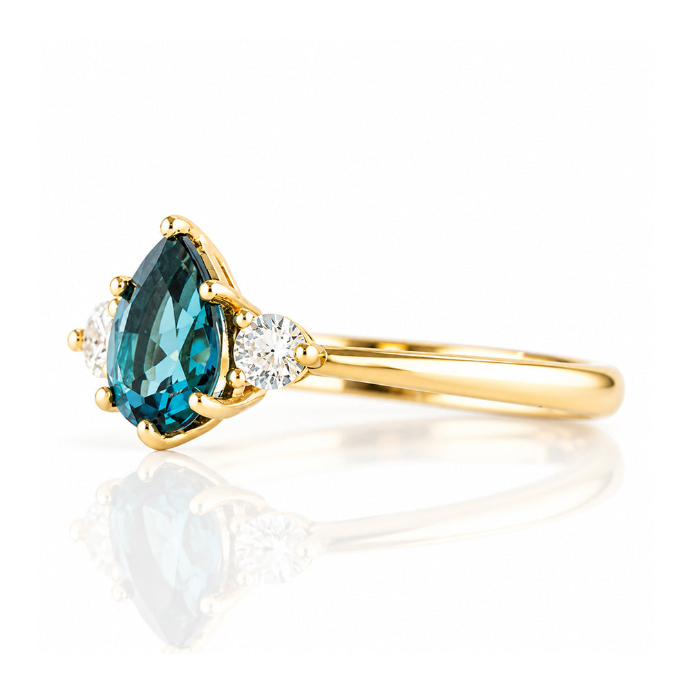 Sienna, a London Blue Topaz and Lab Diamond Trilogy Ring - Victoria's Jewellery