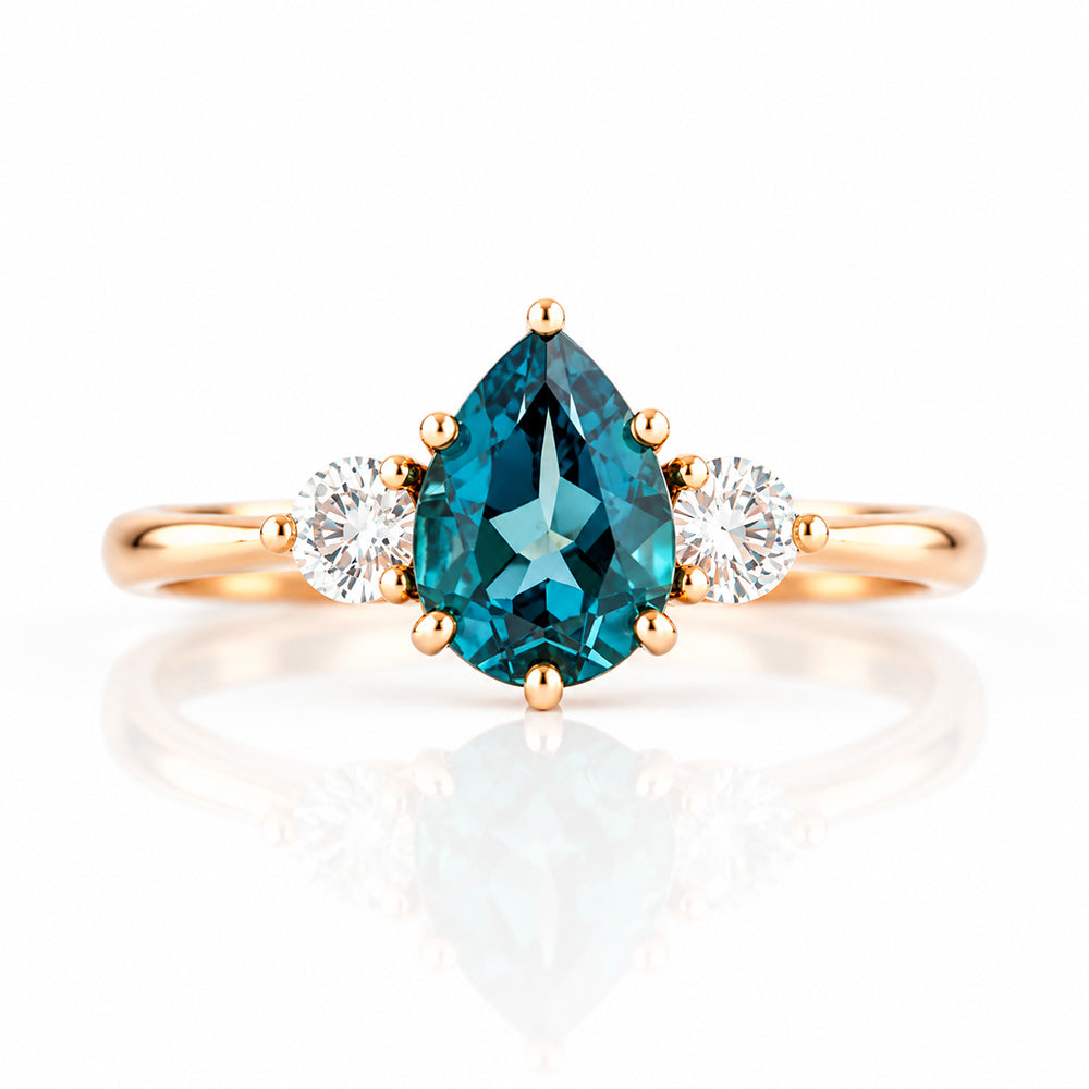 Sienna, a London Blue Topaz and Lab Diamond Trilogy Ring - Victoria's Jewellery