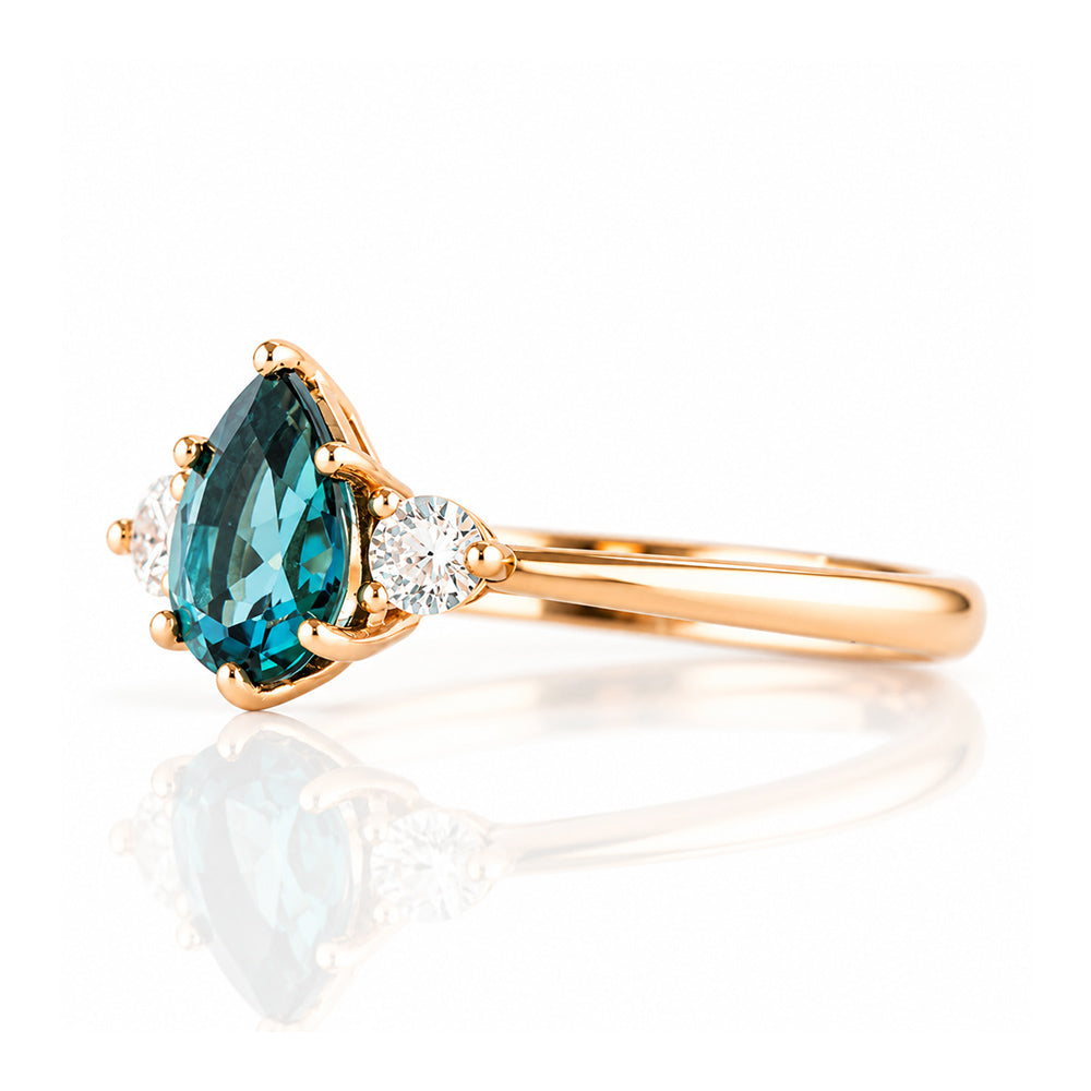 Sienna, a London Blue Topaz and Lab Diamond Trilogy Ring - Victoria's Jewellery