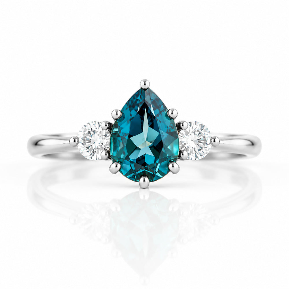 Sienna, a London Blue Topaz and Lab Diamond Trilogy Ring - Victoria's Jewellery