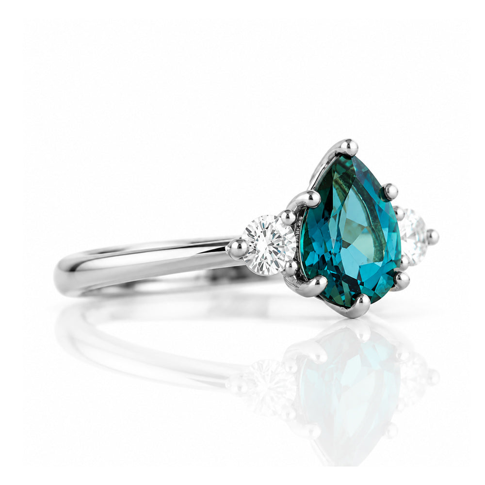 Sienna, a London Blue Topaz and Lab Diamond Trilogy Ring - Victoria's Jewellery