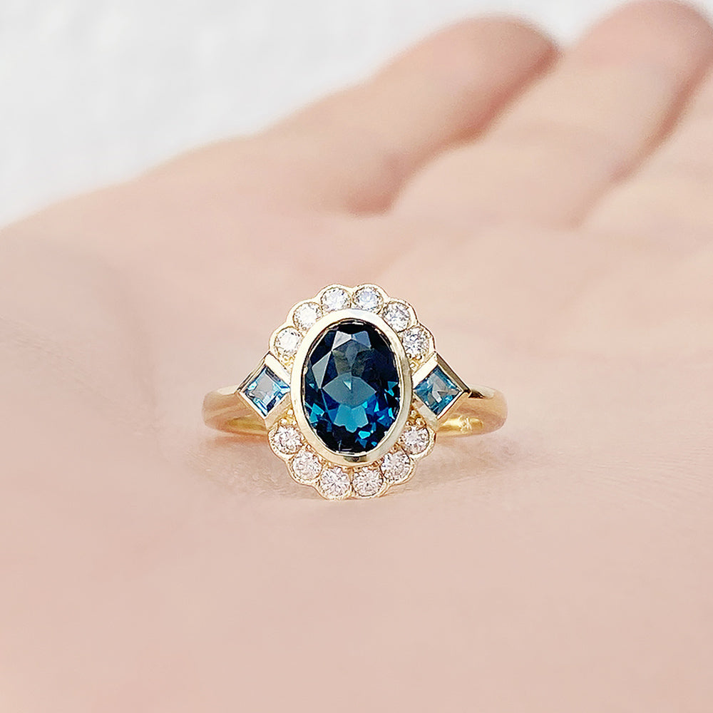 Leonor, a London Blue Topaz and Diamond Ring