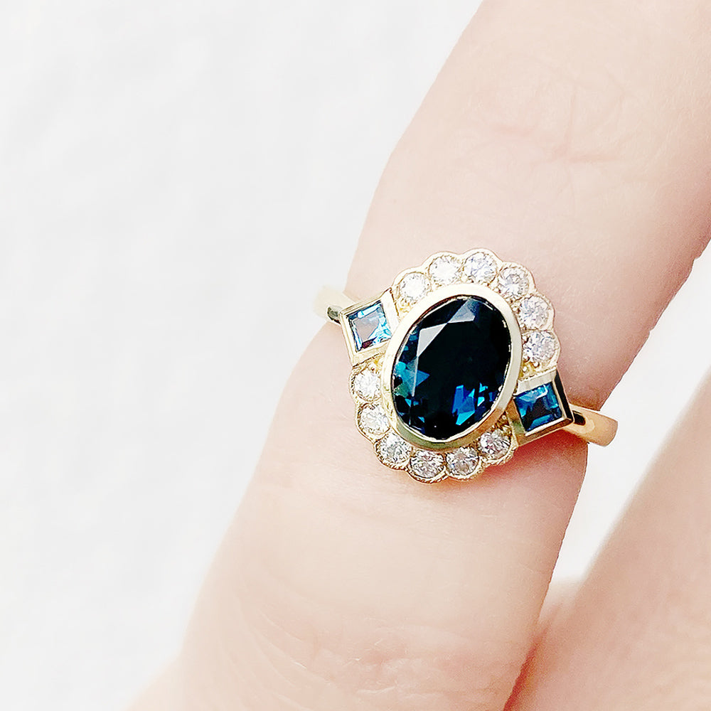 Leonor, a London Blue Topaz and Diamond Ring