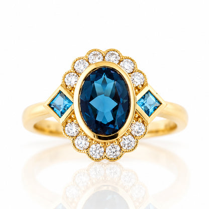 Leonor, a London Blue Topaz and Diamond Ring - Victoria's Jewellery