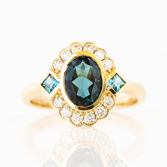 Leonor, a London Blue Topaz and Diamond Ring