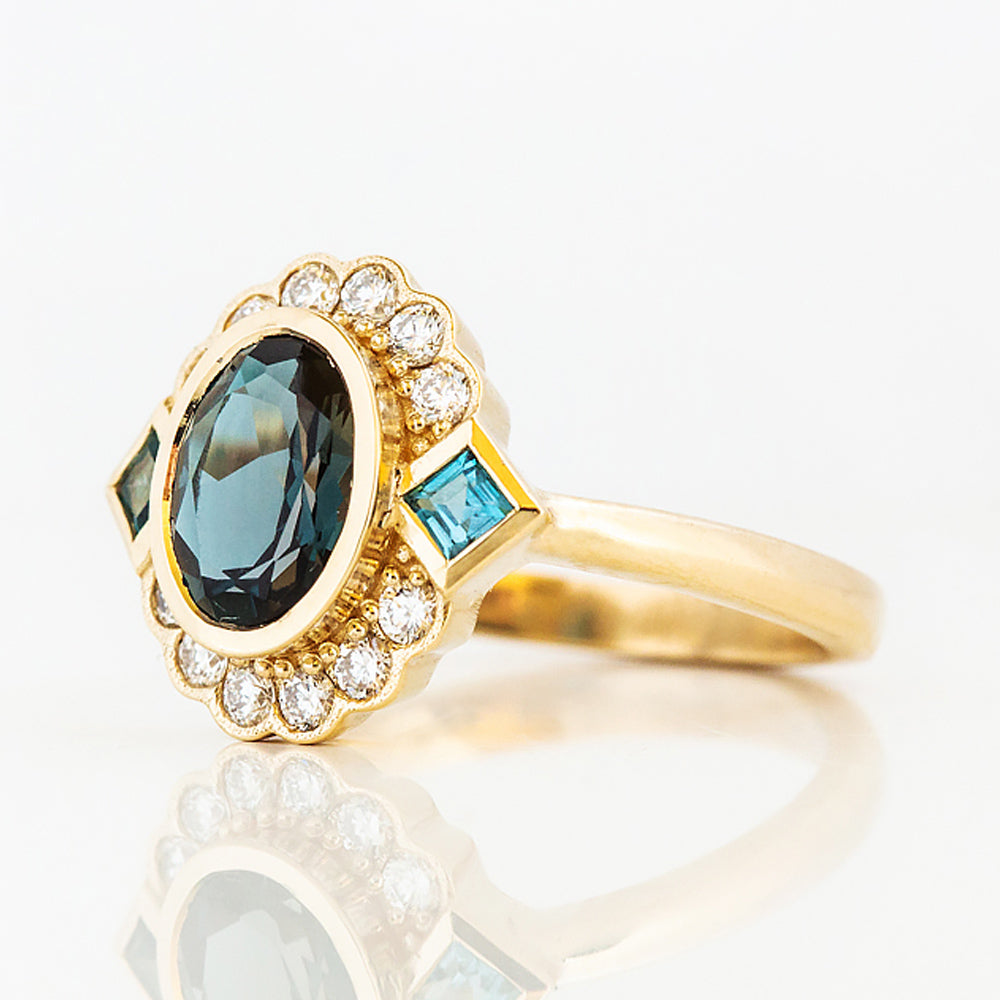 Leonor, a London Blue Topaz and Diamond Ring