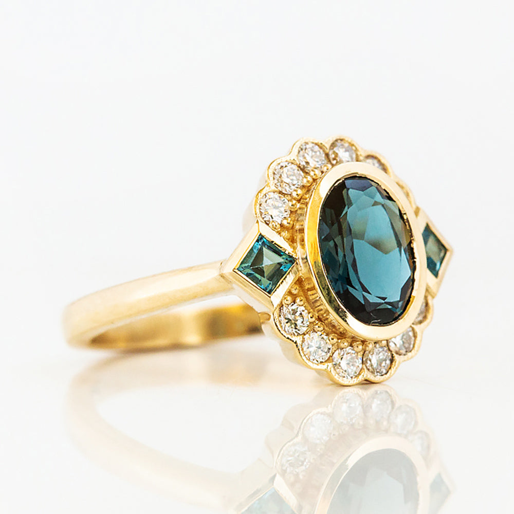 Leonor, a London Blue Topaz and Diamond Ring