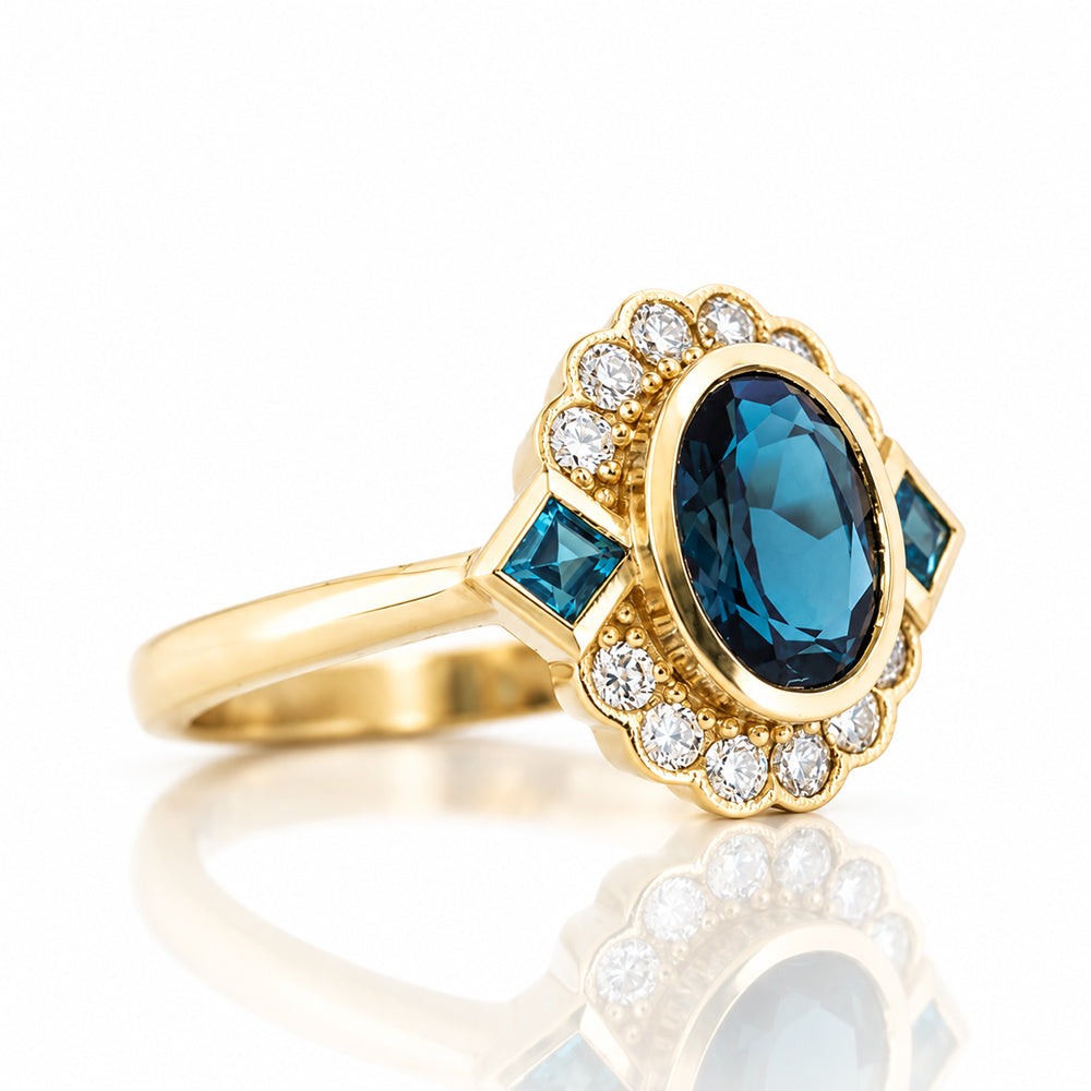 Leonor, a London Blue Topaz and Diamond Ring - Victoria's Jewellery