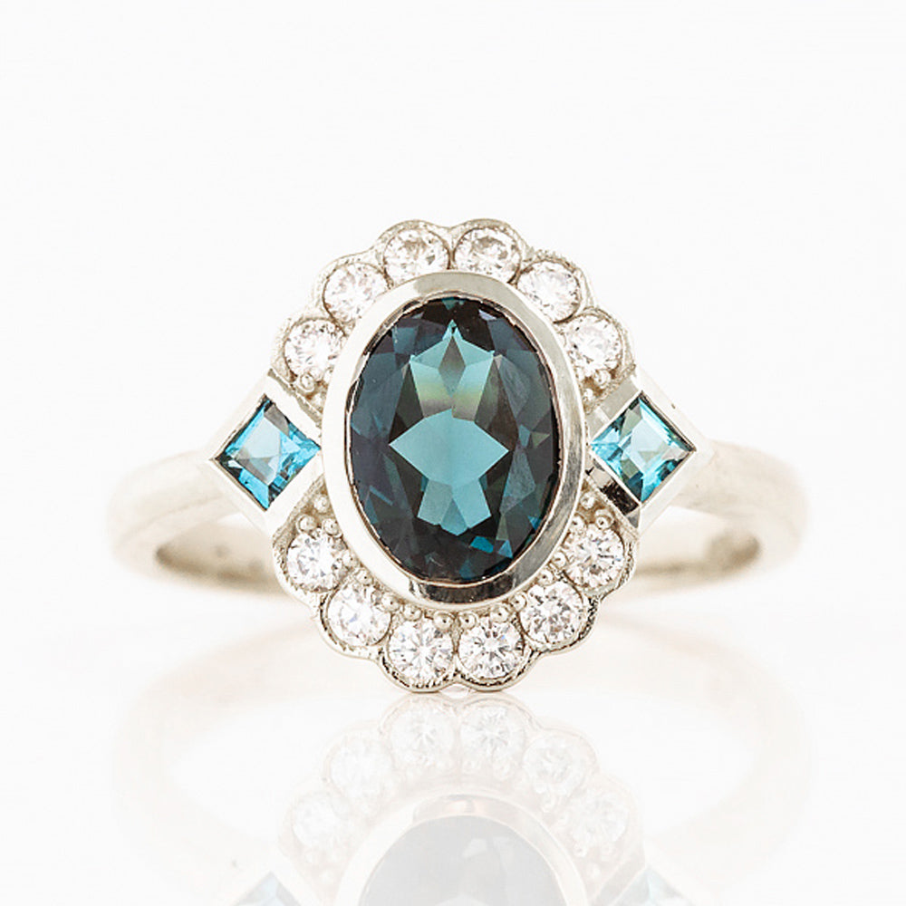 Leonor, a London Blue Topaz and Diamond Ring