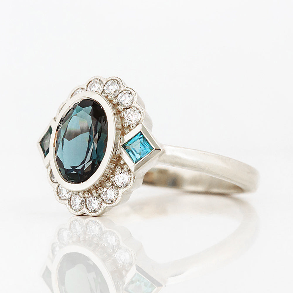 Leonor, a London Blue Topaz and Diamond Ring
