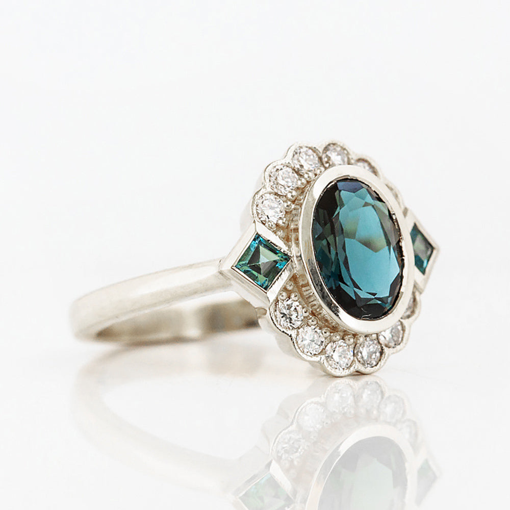 Leonor, a London Blue Topaz and Diamond Ring