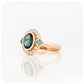 Oval cut Teal London Blue Topaz and Lab Grown Diamond Halo Vintage Engagement Wedding Ring - Victoria's Jewellery