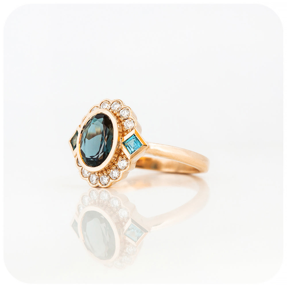 Leonor, a London Blue Topaz and Diamond Ring