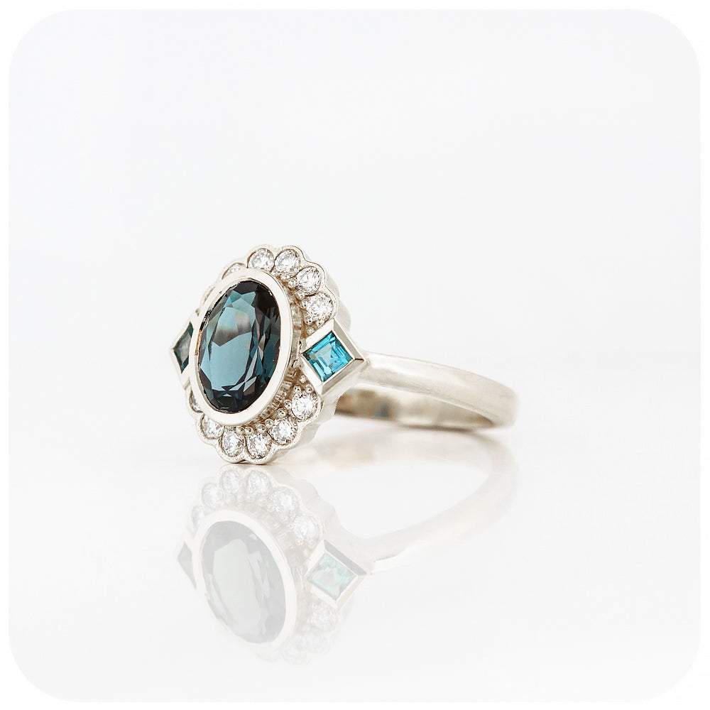 Leonor, a London Blue Topaz and Diamond Ring