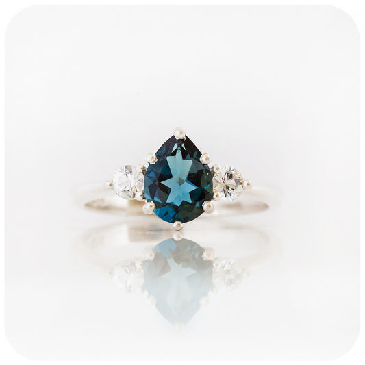 Sienna, a London Blue Topaz and White Sapphire Trilogy Ring