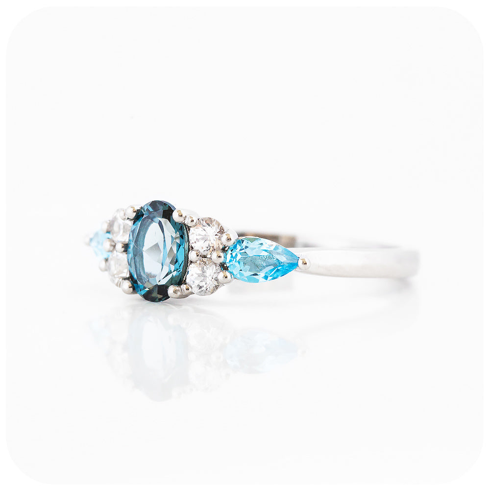 Ariana, a Topaz and White Sapphire Cluster Ring