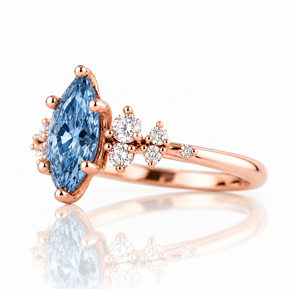 Lucia, Marquise cut Blue Lab Diamond Ring